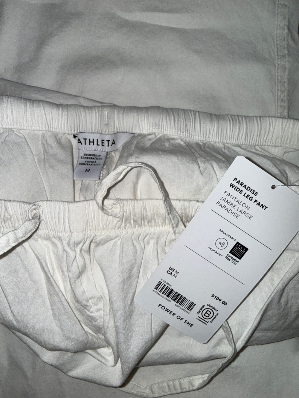 Athleta White Wide-Leg Pull-On Pants - Picture 2 of 4